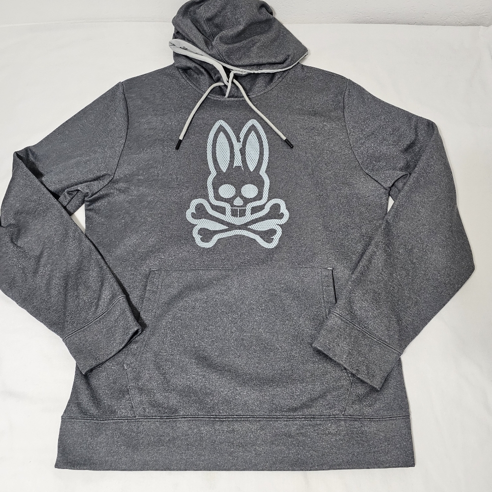 Psycho Bunny Gray Pullover Hoodie Logo Graphic Size L - Picture 2 of 6